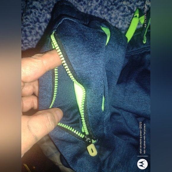 Russell Athletic Navy Blue and Lime Green Unisex/Men's Track Pants Sz XL (14-16) - Picture 7 of 7